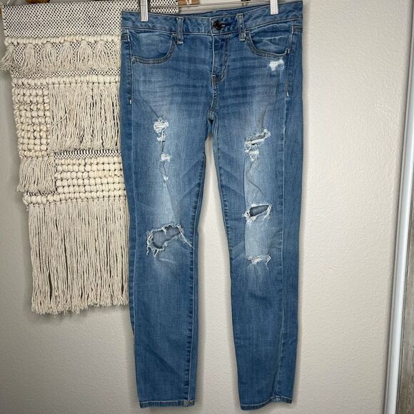 American Eagle Jegging Distressed Jeans Size 8 - Picture 2 of 4